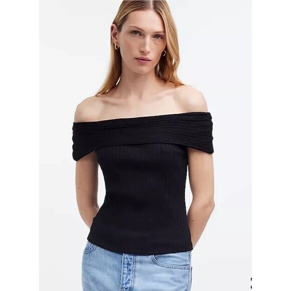 Madewell‎ Top Women’s Small Ribbed Off-the-Shoulder NWT NEW - Picture 1 of 11